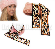 Меховая повязка ободок на голову или шею 2 в 1 (темно-розовая)
