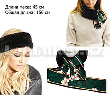 Меховая повязка ободок на голову или шею 2 в 1 (черная)