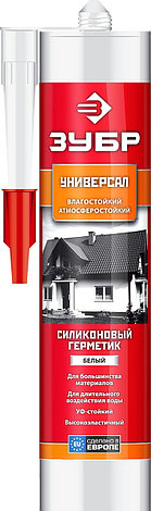 Герметик силиконовый ЗУБР белый, универсальный, 280мл, фото 2
