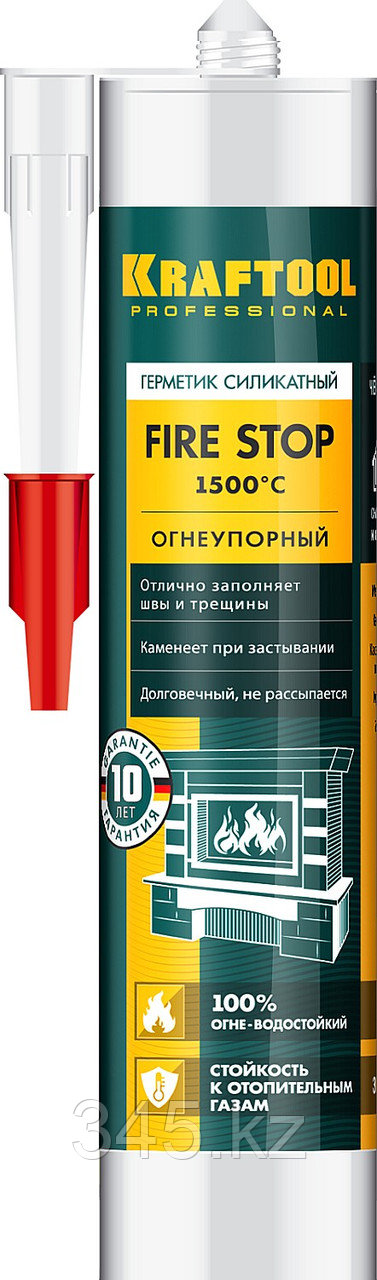 Герметик KRAFTOOL KRAFTFLEX FR150 силикатный огнеупорный "+1500 С", жаростойкий, черный, 300мл - фото 1 - id-p22280842