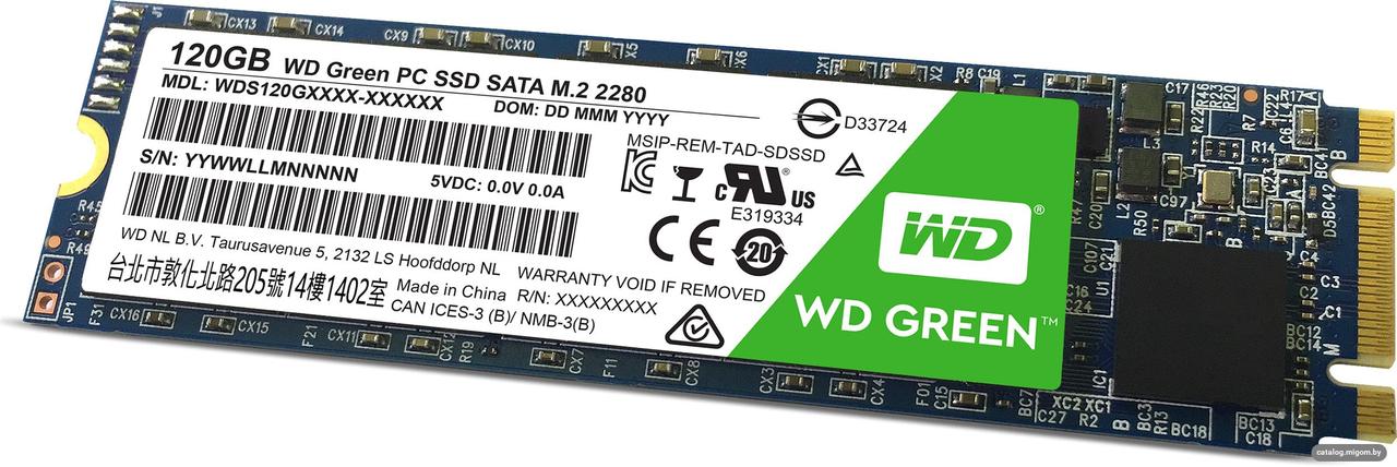 SSD Накопитель 120Gb WD Green WDS120G20B-00EPW0 M.2 2280 - фото 1 - id-p74055707