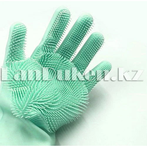 Универсальные силиконовые перчатки Magic Brush в продаже по 1 шт. на левую руку (зеленых оттенков) - фото 2 - id-p74055704