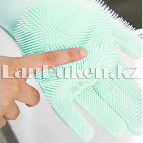 Универсальные силиконовые перчатки Magic Brush в продаже по 1 шт. на левую руку (зеленых оттенков) - фото 3 - id-p74055704