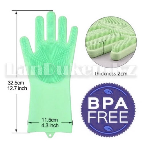 Универсальные силиконовые перчатки Magic Brush в продаже по 1 шт. на левую руку (зеленых оттенков)
