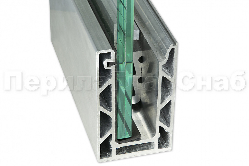 Комплект профиля алюминиевого зажимного НЕАНОДИРОВАННОГО для стекла 10мм и 5+5мм, 100х60мм, длина 1 - фото 1 - id-p74056372