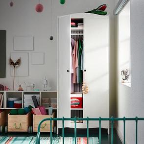 Шкаф платяной, СМОГЁРА ,белый, 80x50x187 см ИКЕА, IKEA, фото 2