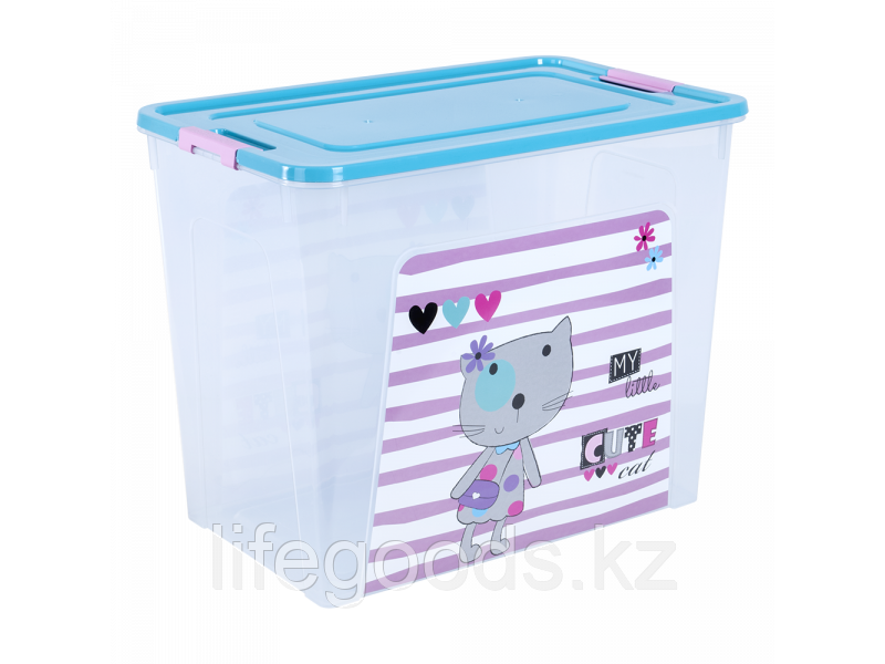 Контейнер "Smart Box" с декором Pet Shop 40л. (прозрачный/бирюзовый/розовый) 170110020