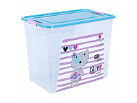 Контейнер "Smart Box" с декором Pet Shop 40л. (прозрачный/бирюзовый/розовый) 170110020