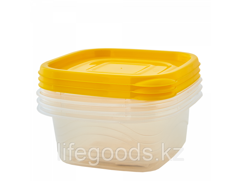 Набор контейнеров "Омега" квадратный 1л. (3 шт.) (прозрачный/т.жёлтый) 140600075