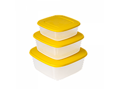 Набор контейнеров для пищевых продуктов квадратных "3 в 1" (прозрачный/т.жёлтый) 140800002