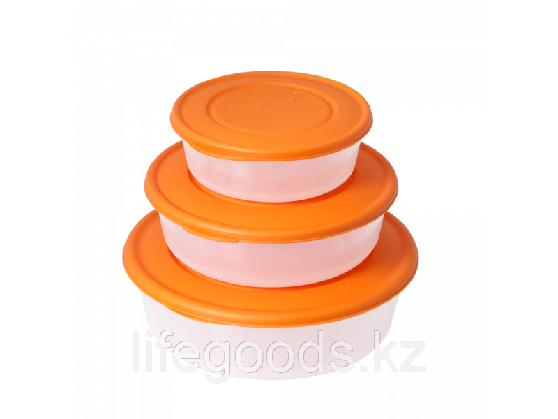 Набор контейнеров для пищевых продуктов круглых "3 в 1" (прозрачный/светло-оранжевый) 180726044