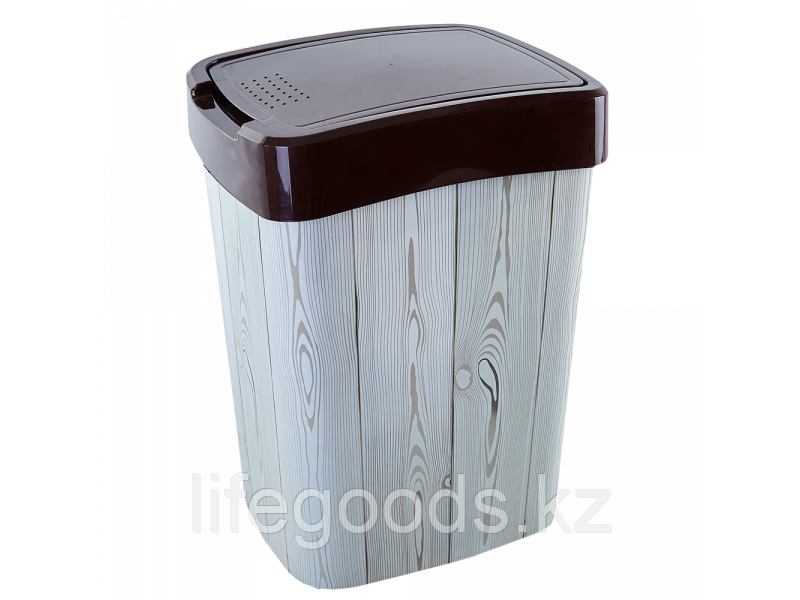 Ведро Евро для мусора с декором 18л. (т.корич., Дерево темное) 170206013