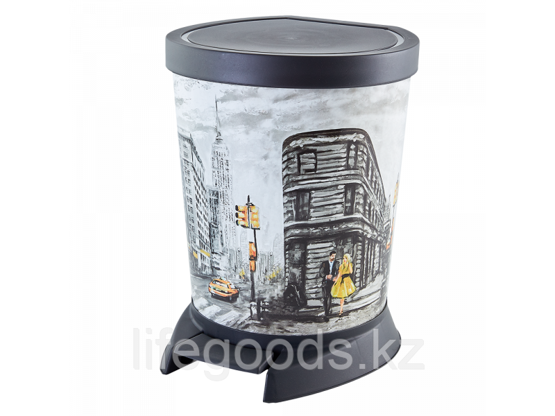 Ведро для мусора с педалью с декором 10л. (такси) 180116003