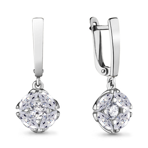 Серебряные серьги с фианитом Aquamarine 48294.5