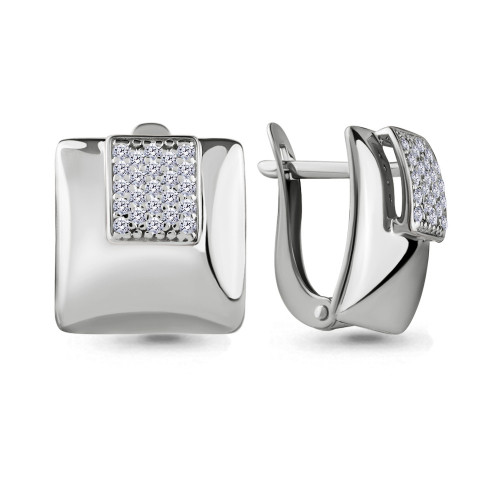 Серьги из серебра с фианитом AQUAMARINE 46499А.5