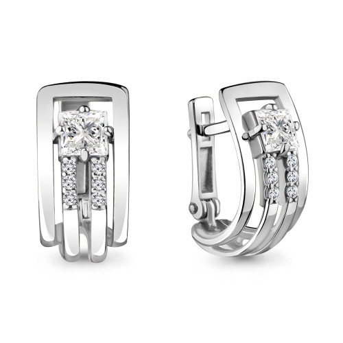 Серьги из серебра с фианитом Aquamarine 48315А.5