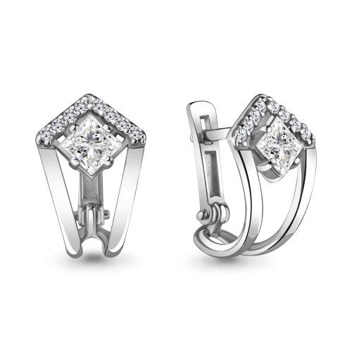 Серебряные серьги с фианитом Aquamarine 48314А.5