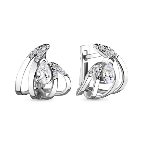 Серьги из серебра с фианитом Aquamarine 48323А.5