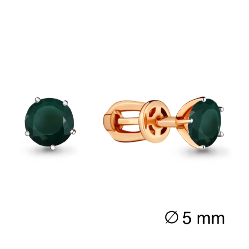 Серебряные серьги с агатом зелёным Aquamarine 4403709.6