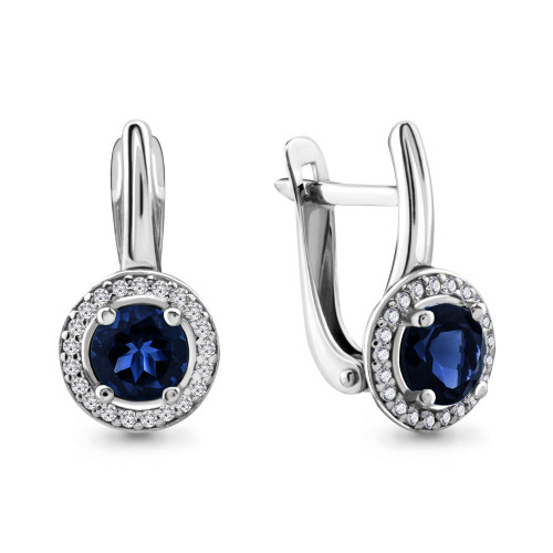 Серьги из серебра с фианитом AQUAMARINE 42983Б.5