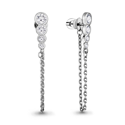 Серьги из серебра с фианитом Aquamarine 46464А