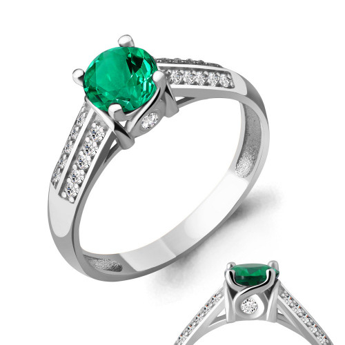 Серебряное кольцо с наноизумрудом синт. Aquamarine 63904Г.5