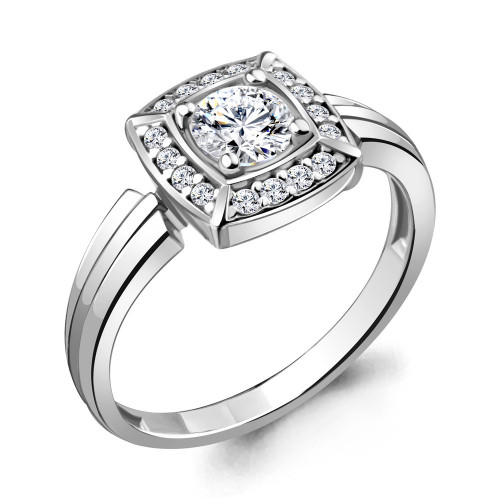 Серебряное кольцо с фианитом AQUAMARINE 68745А.5 размеры - 17,5 18 18,5