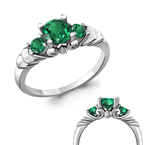 Кольцо из серебра с наноизумрудом синт. Aquamarine 63983П.5