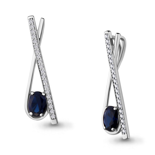 Серебряная подвеска с фианитом и наносапфиром синт. Aquamarine 24322АБ.5
