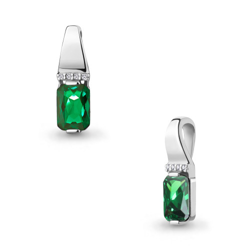 Серебряная подвеска с наноизумрудом синт. и фианитом Aquamarine 24262АГ.5