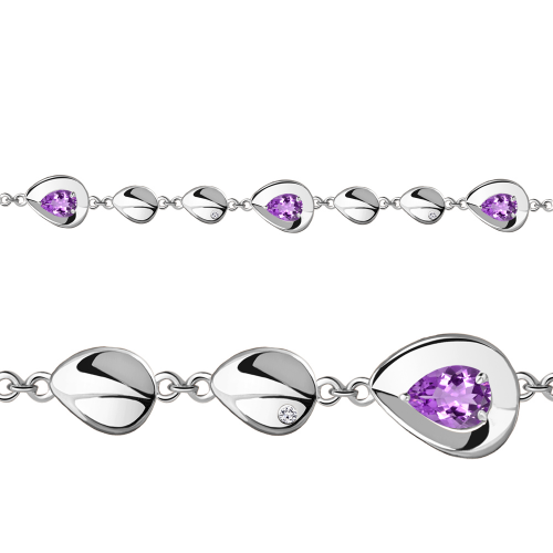 Браслет из серебра с аметистом и фианитом Aquamarine 7450104А.5
