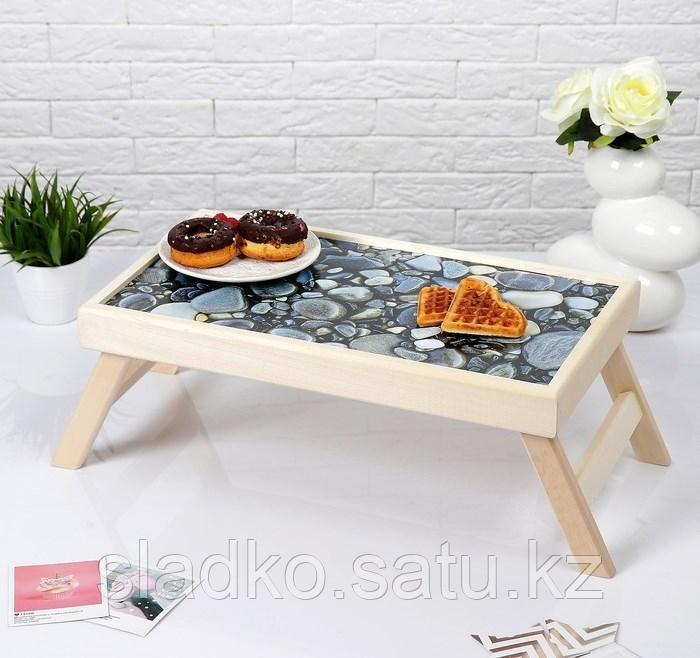 Столик складной деревянный для завтрака Камень 48 х 28 см - фото 1 - id-p74071297