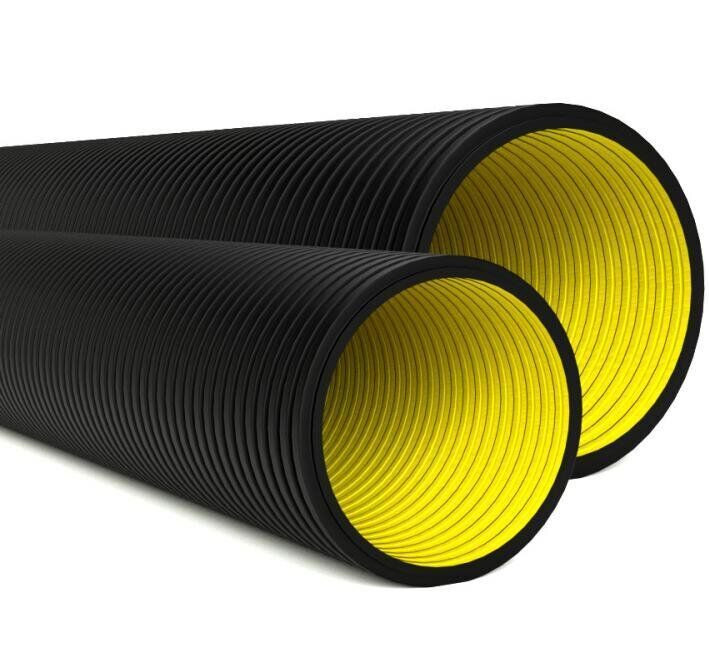 Двустенная труба ПНД жесткая для кабельной канализации д.200мм, SN6, 6м, цвет черный