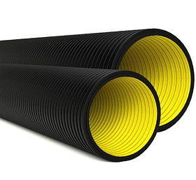 Двустенная труба ПНД жесткая для кабельной канализации д.200мм, SN6, 6м, цвет черный