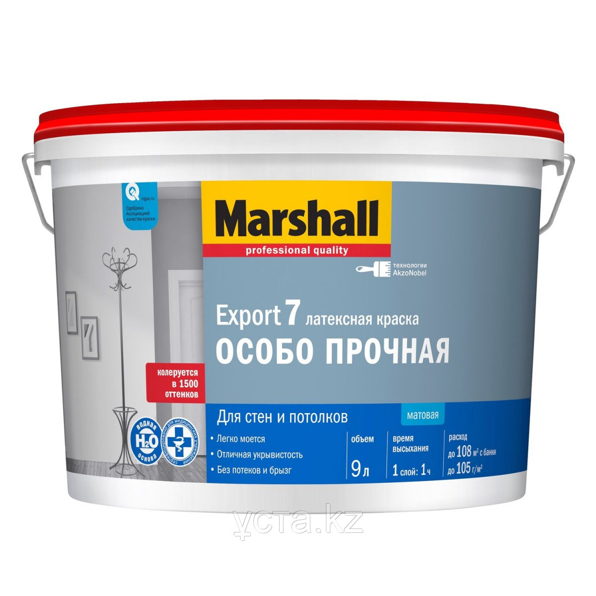 Матовая водно-дисперсионная (латексная) краска для стен и потолков Marshall Export 7
