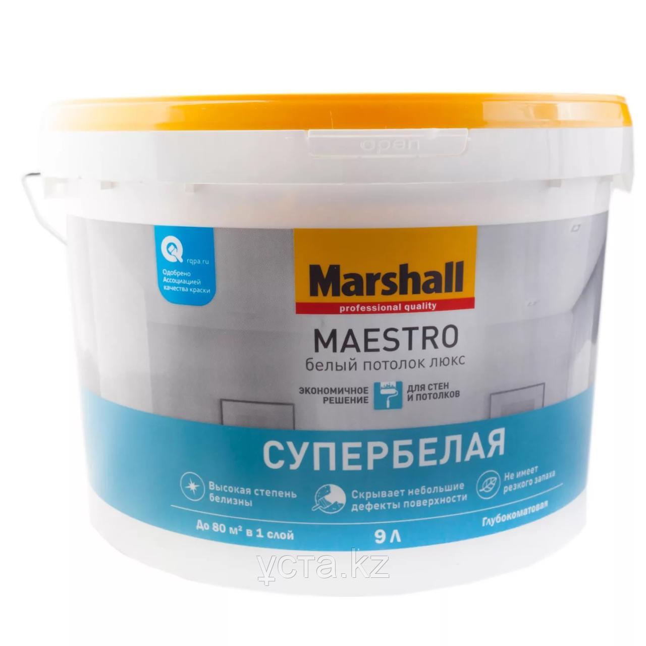 Белоснежная глубокоматовая водно-дисперсионная краска для потолков Marshall Супербелая