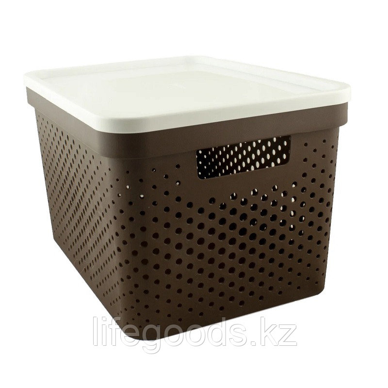 Купить Корзина с крышкой пластиковая, 17л (коричневая) 00556 в Алматы ...
