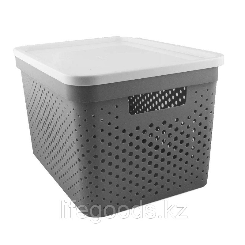 Корзина с крышкой пластиковая, 17л (серая) 00554, цена 2400 Тг., купить ...