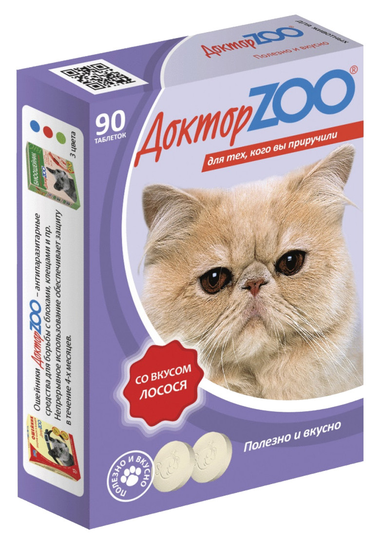 Витаминное лакомство для кошек Доктор ZOO со вкусом лосося
