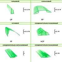 Профиль для поликарбоната соединительный неразъемный НР, прозрачный 4-6*6000 мм