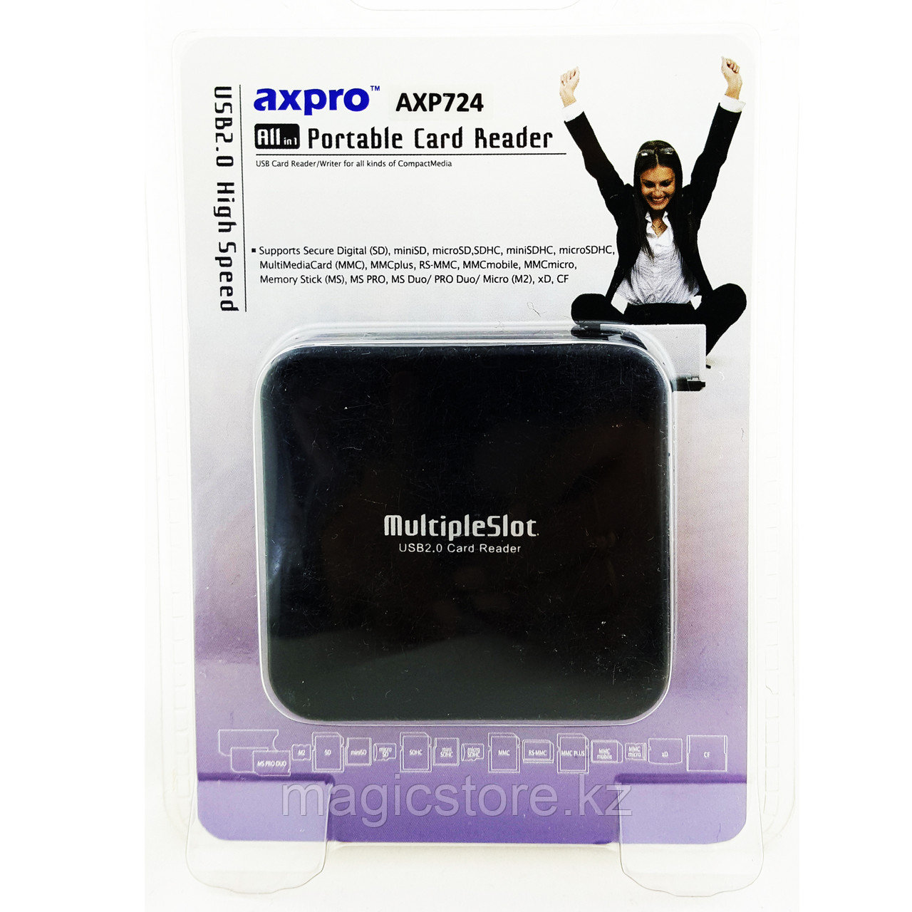 Картридер Axpro Card Reader AXP724, черный