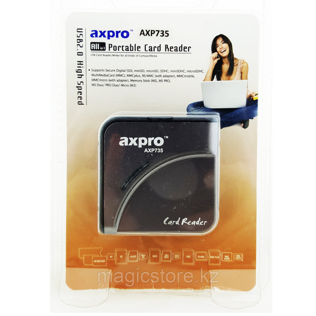 Картридер Axpro Card Reader AXP735, черный - фото 1 - id-p74053024