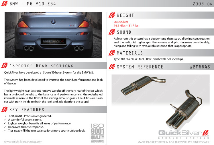 Выхлопная система Quicksilver на BMW M6 E64