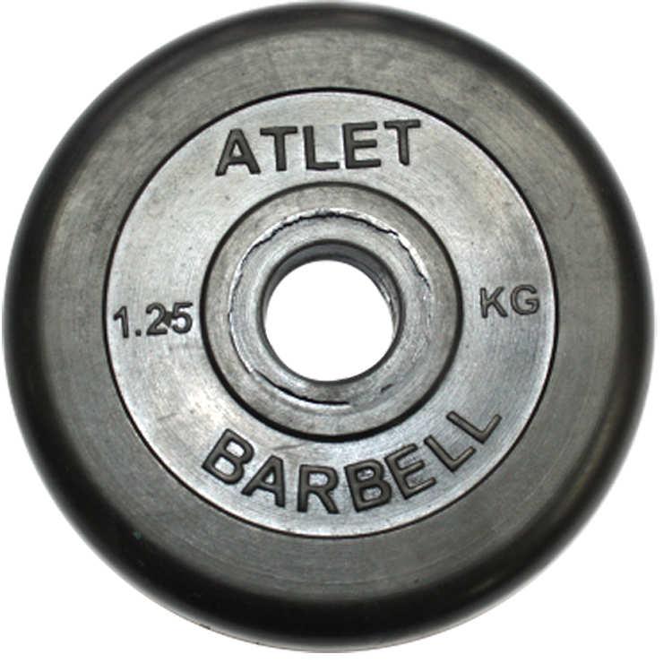 Диск Barbell Atlet черный обрезиненный 31 мм (2,5 кг) - фото 3 - id-p74111928
