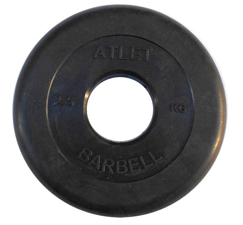 Диск Barbell Atlet черный обрезиненный 31 мм (2,5 кг) - фото 4 - id-p74111928