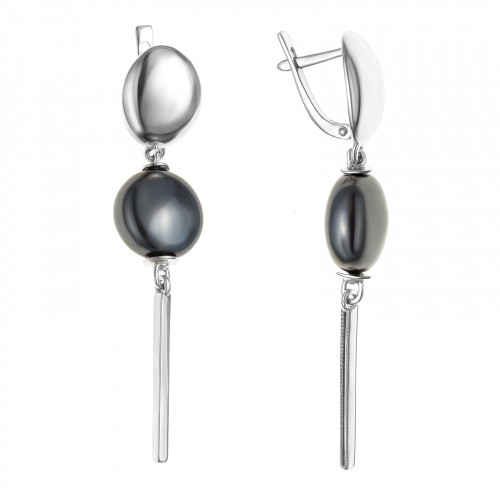 Серьги из серебра с жемчугом синт. TEOSA 2000-0460-Plts