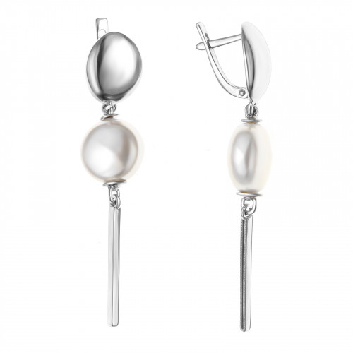 Серьги из серебра с жемчугом синт. Teosa 2000-0460-PL
