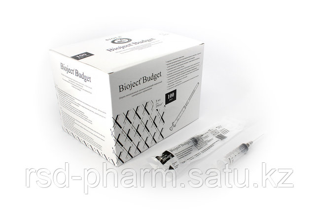 ШПРИЦ BIOJECT BUDGET инъекционный трехкомпонентный стерильный (2 мл с иглой 23Gх1), фото 2