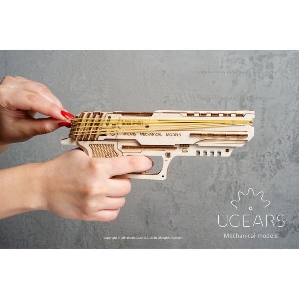 Конструктор 3D-пазл Ugears Пистолет Вольф-01 62 деталей - фото 4 - id-p74161541
