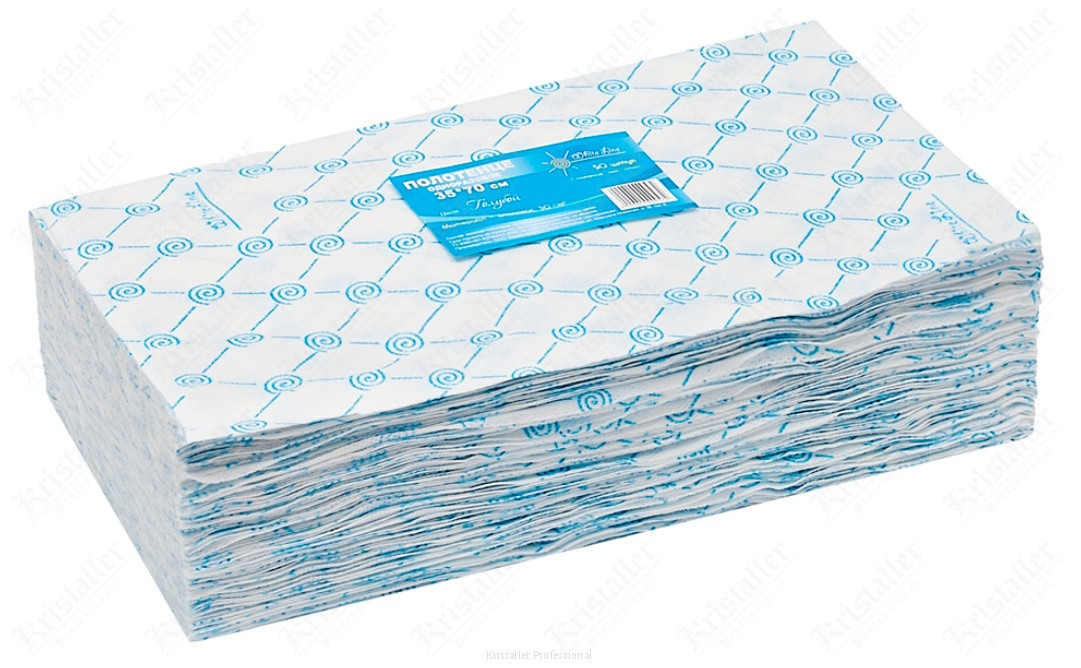 Полотенце 35x70 см в пачках, голубой White line 50 штук/уп